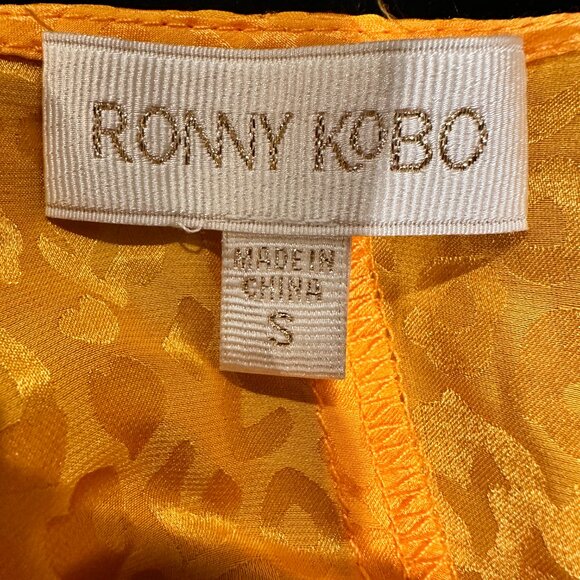 Ronny Kobo Anna Mini Wrap Dress Leopard Jacquard Marigold - Size Small - Picture 3 of 4